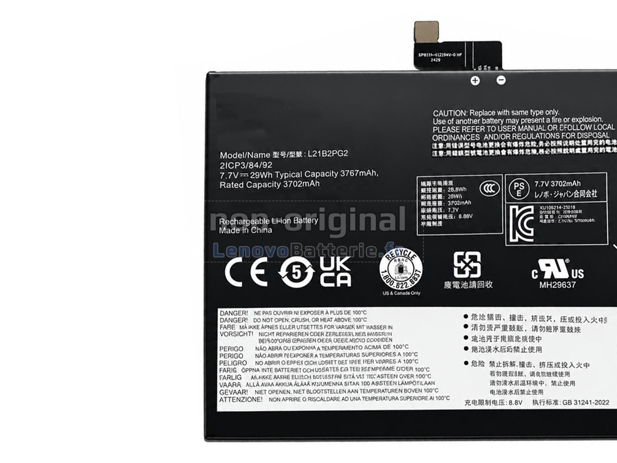 Batterie pour ordinateur portable Lenovo IP DUET 3 CHROME 11Q727-82T6000BIX